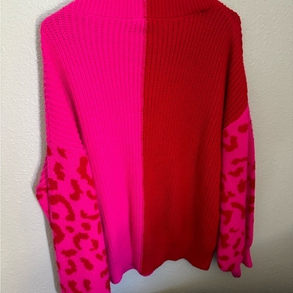 Double Duty Hot Pink Colorblock Sweater - Picture 7 of 8